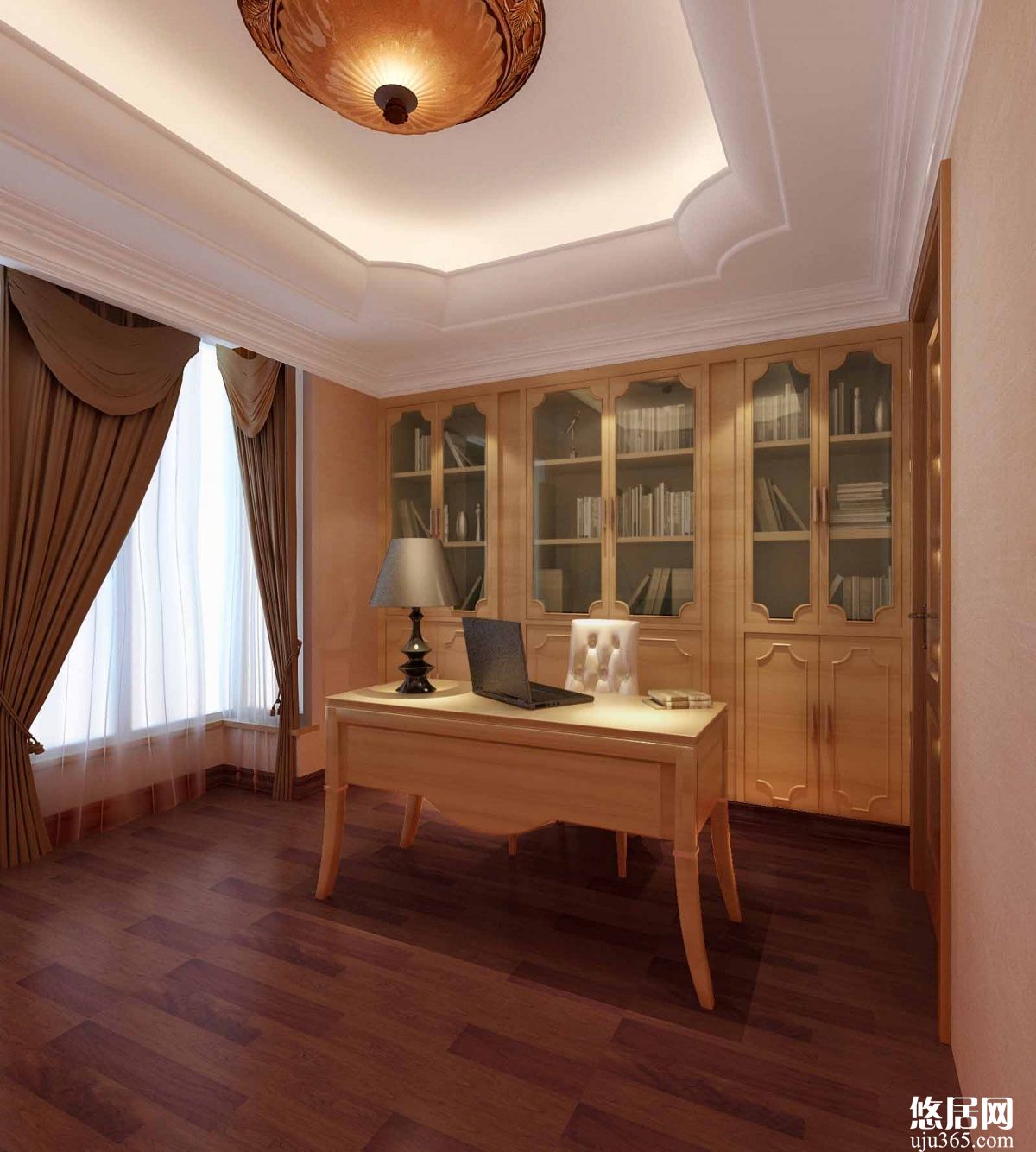凹凸式吊頂書(shū)房裝修效果圖